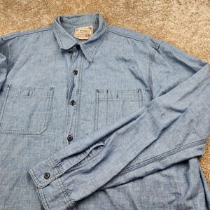 Polo Ralph Lauren Mens XXL Blue Chambray Cotton Workwear Button Down Shirt